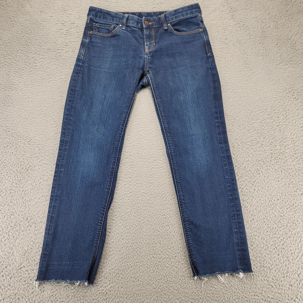 Gap 1969 Jeans Womens 29s Blue Denim Real‎ Straight Dark Wash Raw Hem Stretch